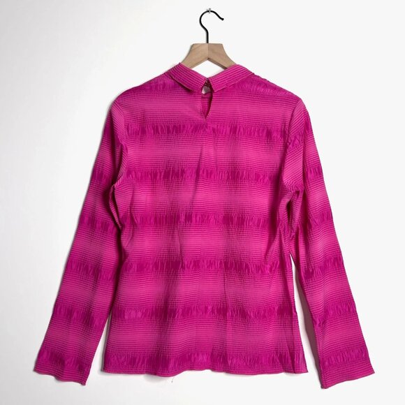 RACHEL COMEY Varda Top Seersucker High Neck Blouse Silk Cotton Blend Pink 8 NWT - Picture 4 of 9